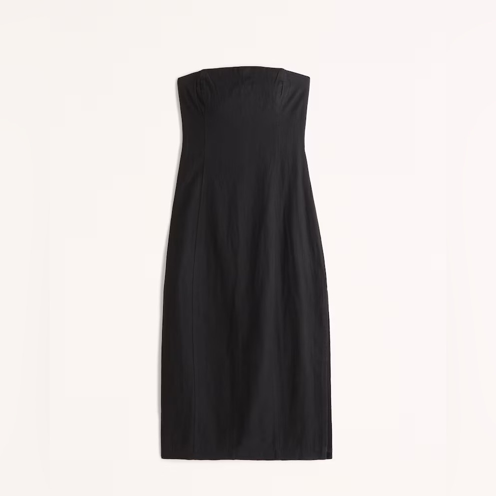 Abercrombie & Fitch Strapless Linen-Blend Midi Dress